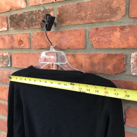 Holt Renfrew Vintage Beaded Leaves Wool Crew Neck Sweater Appliqué Knit Black M - Picture 14 of 15